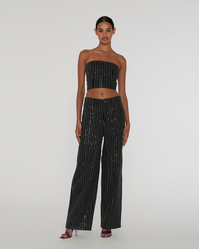 ROTATE Birger Christensen - Sequin Twill Wide Pants