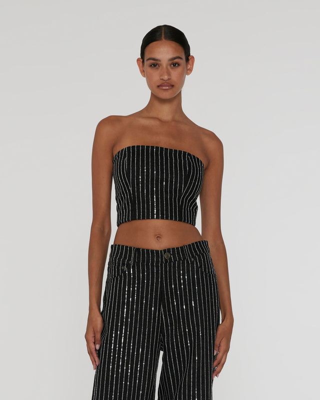 ROTATE Birger Christensen - Sequin Twill Crop Top