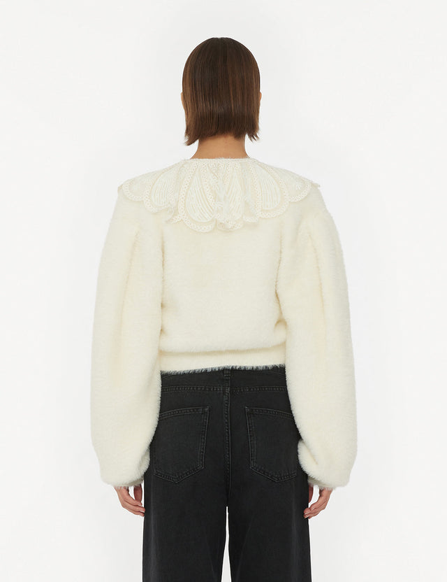 ROTATE - Lace Collar Knit Cardigan