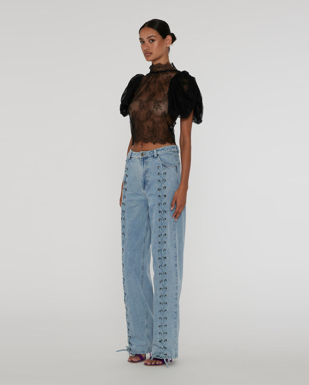ROTATE Birger Christensen - Denim Laced Leg Pants – projectscandinavia