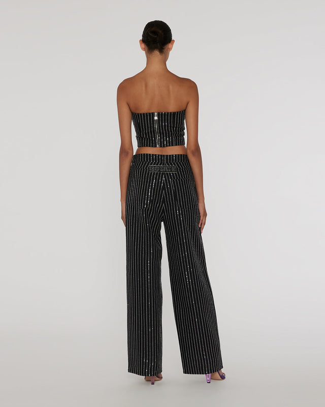 ROTATE - Sequin Twill Wide Pants